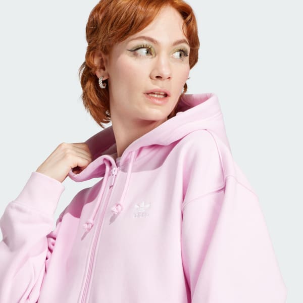 adidas Essentials Full-Zip Boyfriend Hoodie - Pink | Women\'s Lifestyle |  adidas US