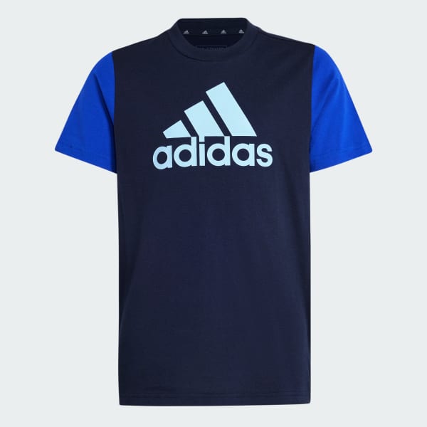 adidas Essentials Big Logo Colorblock Cotton Kids T Shirt Blau adidas Deutschland