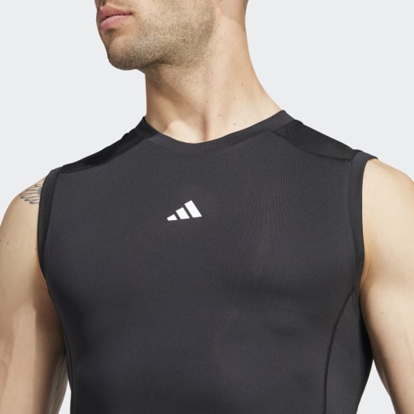adidas Techfit Compression Training Sleeveless Tee - Black | Free