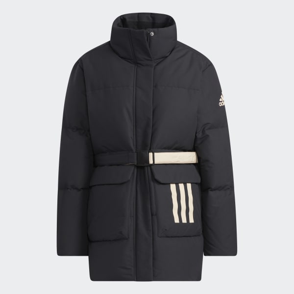 Schwarz Belted Daunenjacke