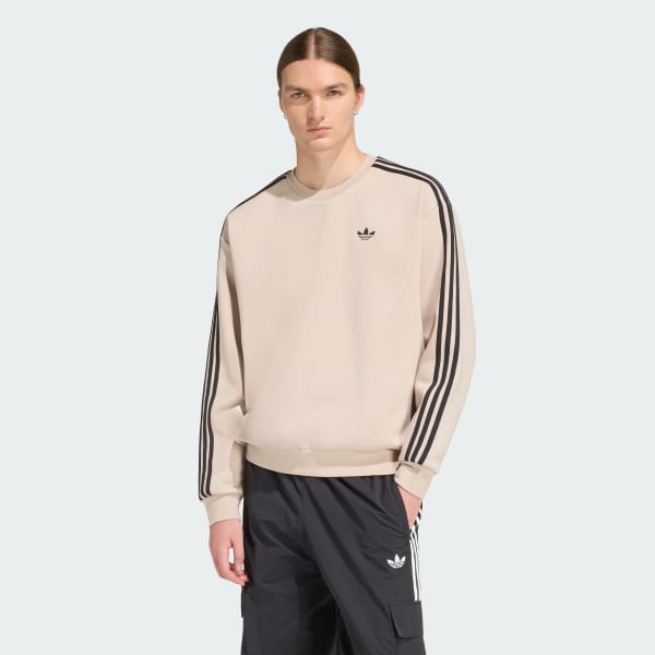 bézová MIKINA ADICOLOR 3-STRIPES OVERSIZED