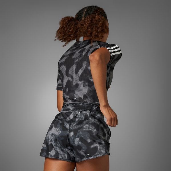 Grey Own the Run 3-Stripes Allover Print T-Shirt