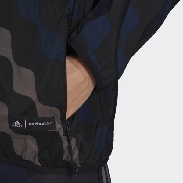 Preto Corta-vento com Capuz para Running 3-Stripes Run Icons Marimekko RH125