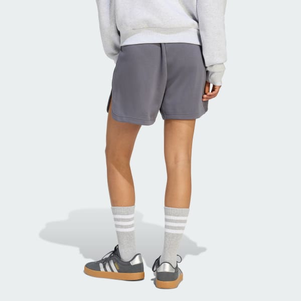 Grey 3 Stripes Studio Fleece Loose Shorts