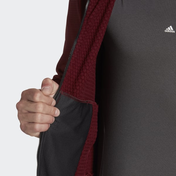 Burgundy Terrex Tech Flooce Hooded Hiking Fleece Jacket