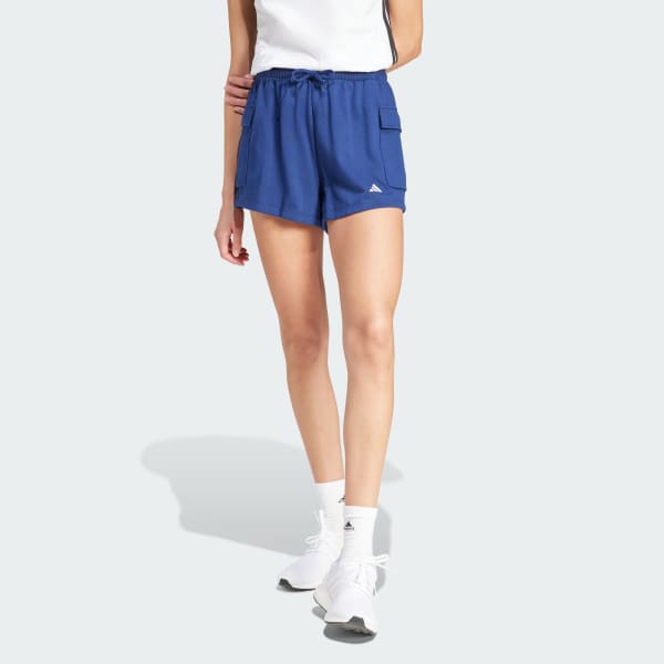 Blue Essentials Small Logo French Terry Cargo Shorts