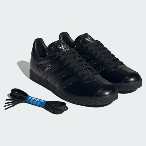 Adidas gazelle trainers black leather sales