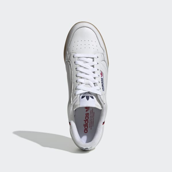 adidas originals continental 80s trainers in white with gum sole