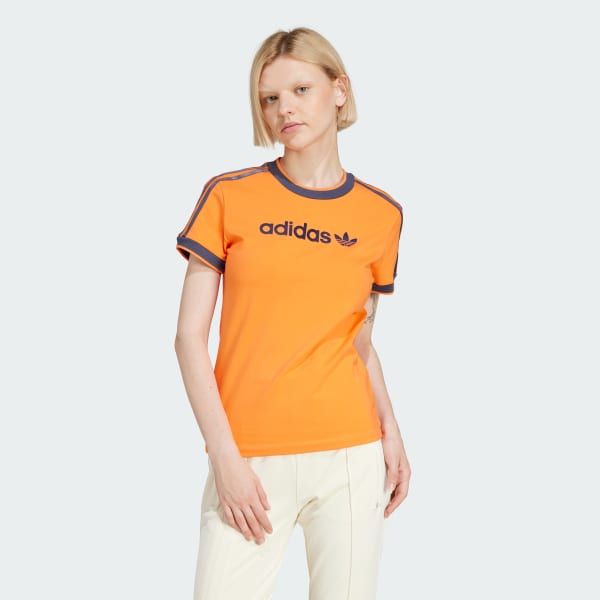 Orange Linear Logo 3-Stripes Tee