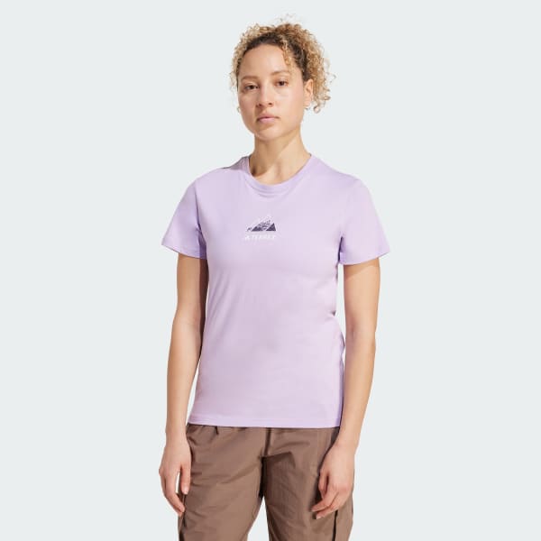 สีม่วง เสื้อยืดพิมพ์ลาย Terrex Outdoor Athlete