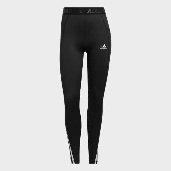 Đen Quần Bó Gym Dáng Dài 3 Sọc Techfit