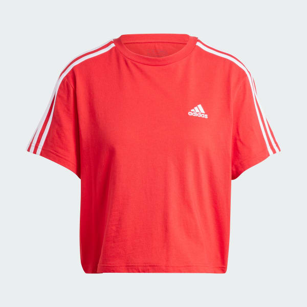 Red Essentials 3-Stripes Single Jersey Crop Top