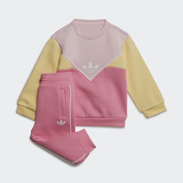 Conjunto sudadera cuello redondo y Adicolor - Rosa adidas | adidas España