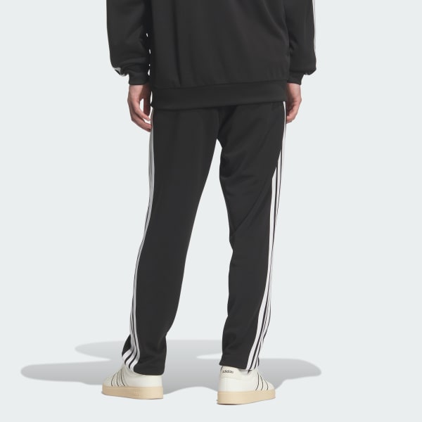 ブラック スリーストライプス レギュラーフィット ダブルニット オープンヘム トラックパンツ