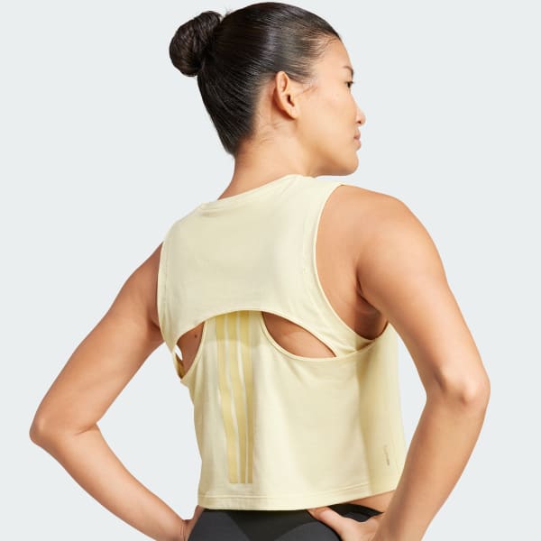 Polera sin Mangas Boxy Power Tres Tiras Amarillo adidas adidas