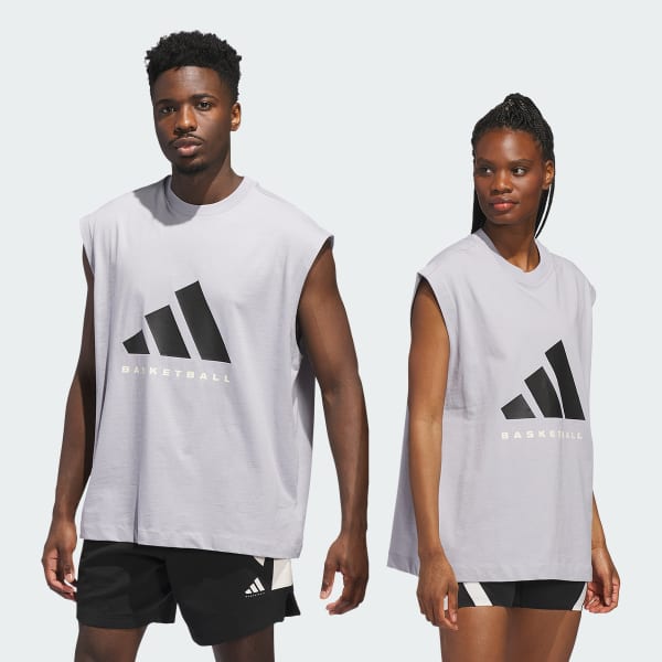 Grey adidas Basketball Sleeveless Tee (Gender Neutral)