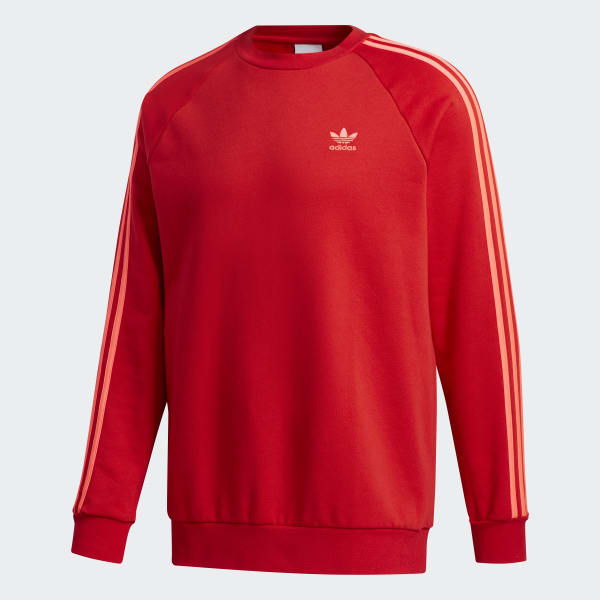 adidas Sudadera 3 Franjas Crew - Rojo | adidas Mexico