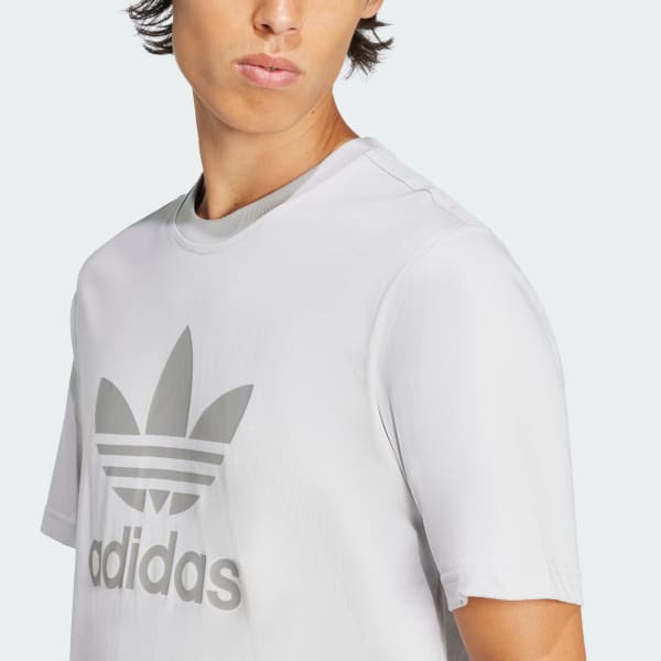 Grey adidas trefoil t shirt best sale
