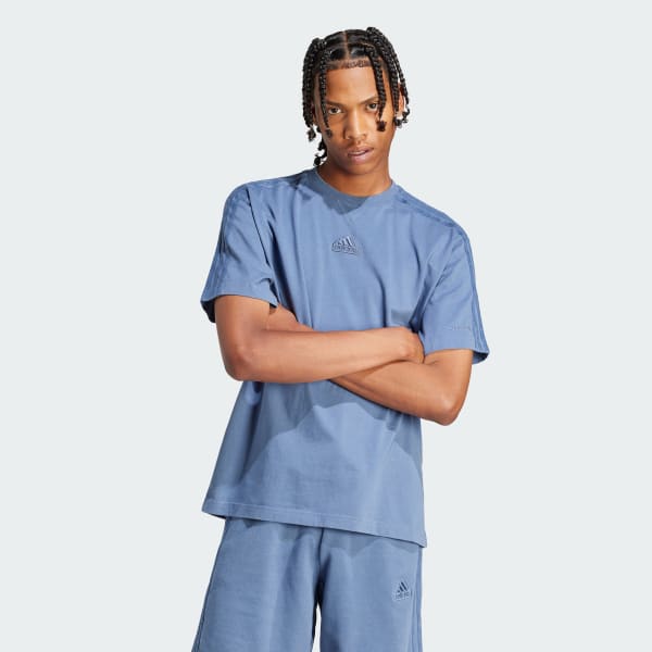 Azul Playera ALL SZN 3 Franjas Garment Wash