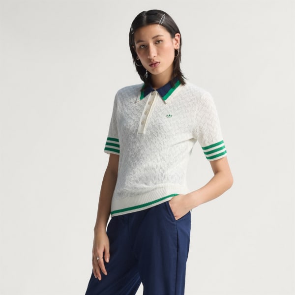 adidas Originals Knit Polo - White | Free Shipping with