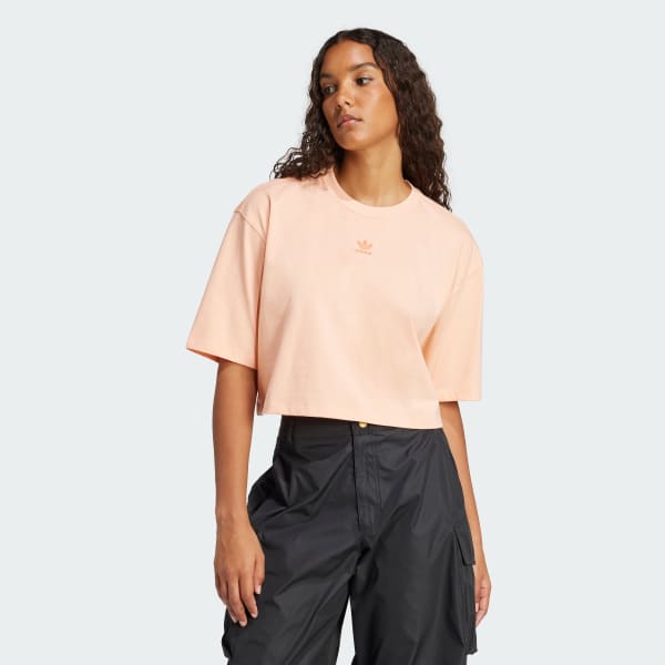 Rosa Camiseta Cropped Essentials