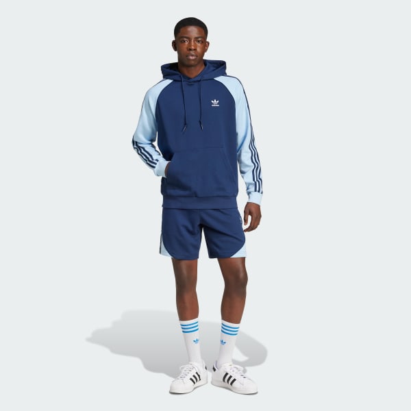 Bleu Sweat-shirt à capuche Colorblocked SST