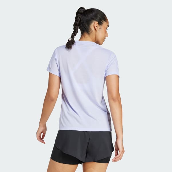 สีม่วง เสื้อยืดคอกลม AEROREADY Train Essentials Minimal Branding