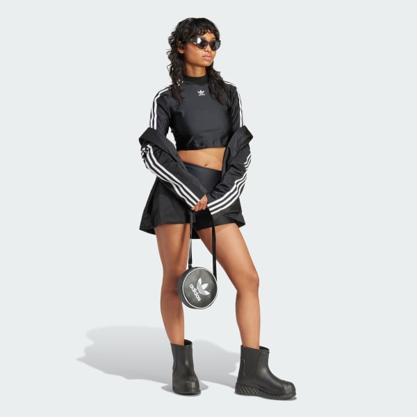 Black 3-Stripes Cropped Long Sleeve Long-Sleeve Top