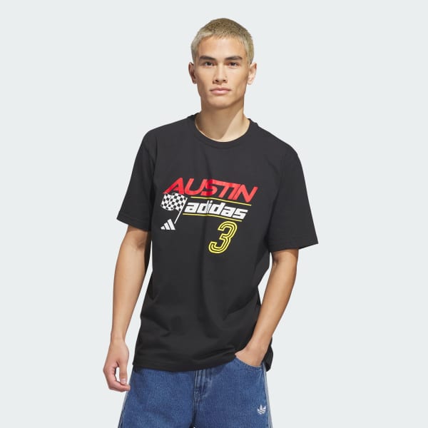 adidas Austin Americana Motorsport Graphic T-Shirt - Black | Free