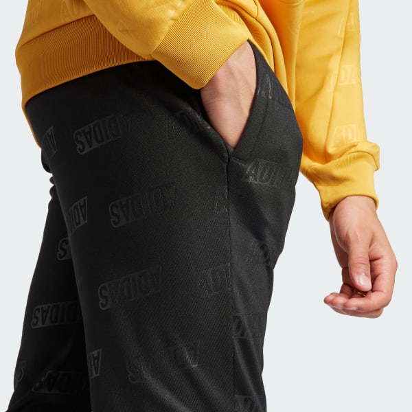 adidas Embossed adidas Polar Fleece Tapered Pants Black adidas