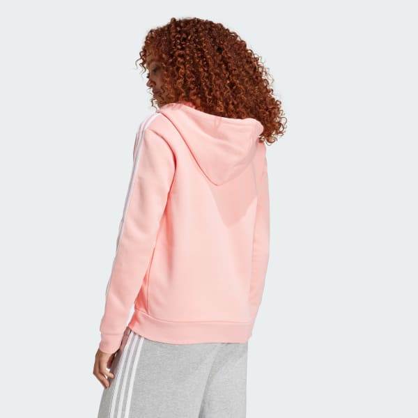 adidas Essentials 3 Stripes Full Zip Fleece Hoodie Pink Free Shipping with adiClub adidas US