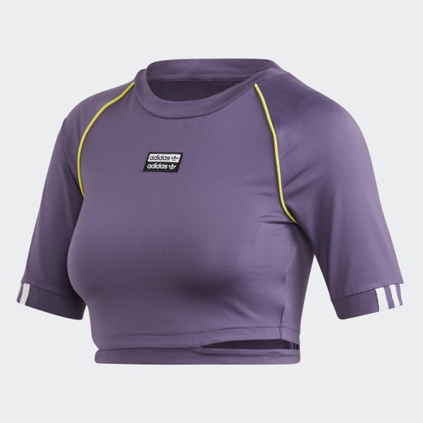 purple adidas crop top