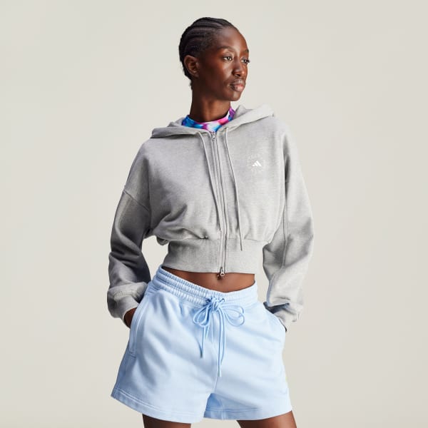 Gri adidas by Stella McCartney Sportswear Cropped Kapüşonlu Üst