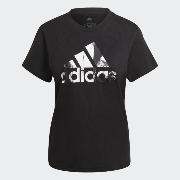Preto Camiseta Algodão Essentials Print Logo