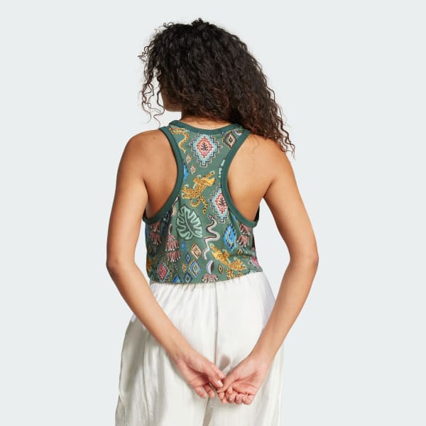 adidas sporty & rich タンクトップ ホワイト/グリーン adidas SPORTY & RICH TANK TOP オフホワイト/グリーン