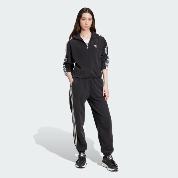 Black Polar Fleece 1/2 Zip Loose Sweatshirt