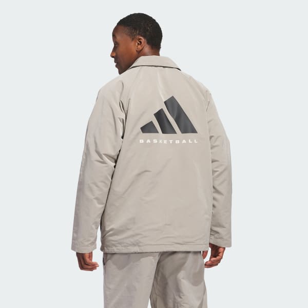 Beige adidas Basketball Coach Jacke – Genderneutral