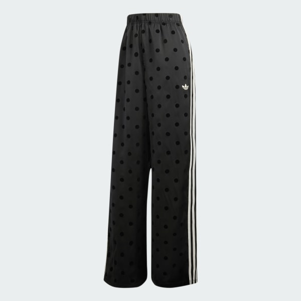 Schwarz SATIN POLKA DOTS HOSE MIT WEITEM BEIN