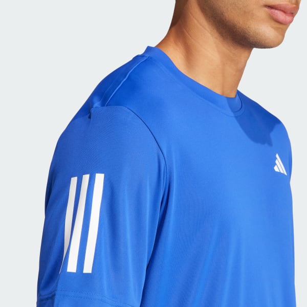 adidas テニスウェア 青 ストライプ adidas Club 3-Stripes Tennis Tee - Blue | Free Shipping with