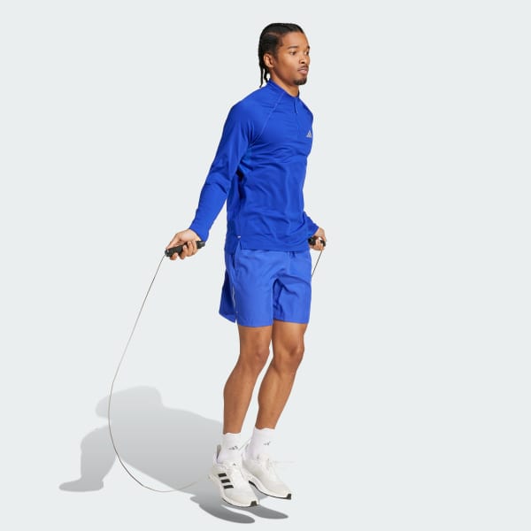 สีน้ำเงิน กางเกงเทรนนิงขาสั้นผ้าทอ Gym+