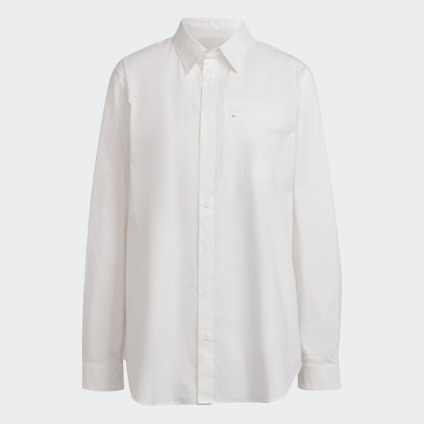 Weiss Y-3 Classic Chest Logo Button-Down Hemd