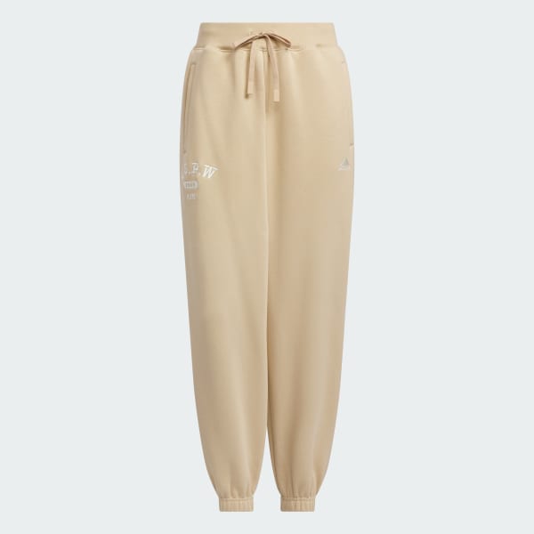 ベージュ カレッジ ルーズフィット フリースパンツ