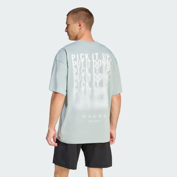 สีเขียว เสื้อยืดพิมพ์ลาย CLIMACOOL POWER TRAINING