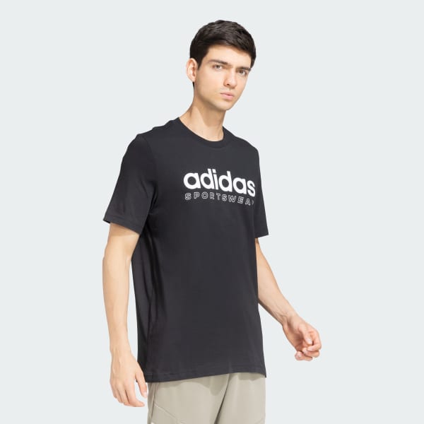 Black Linear Graphic Cotton Tee