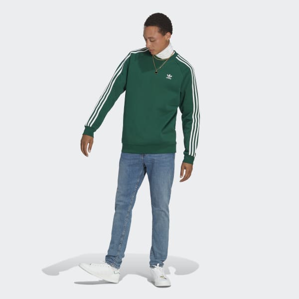 Green Adicolor Classics 3-Stripes Crew Sweatshirt