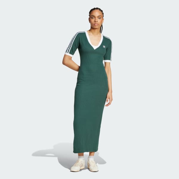 Verde Abito adicolor 3-Stripes Knit V-Neck