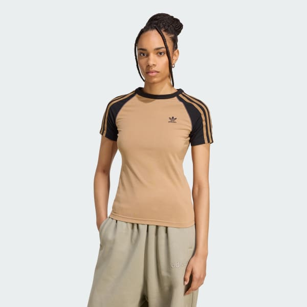 Brown Adicolor 3-Stripes Raglan Slim Tee