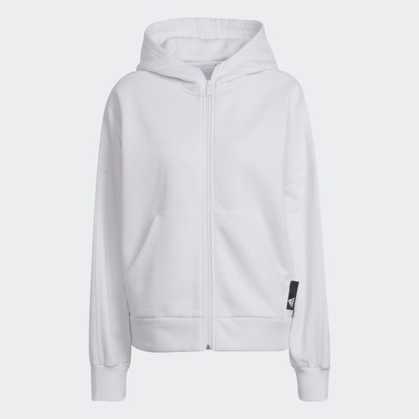 Vit adidas Sportswear Studio Lounge Fleece Hooded Full-Zip Sweatshirt CV829