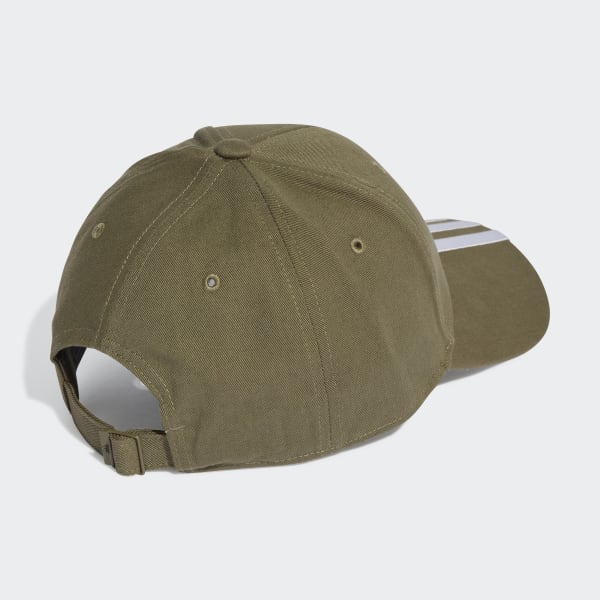 Green 3-Stripes Cotton Twill Baseball Cap