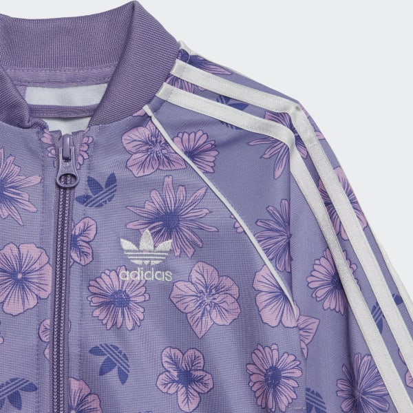 adidas Floral Sweat Suit Set Purple adidas Thailand